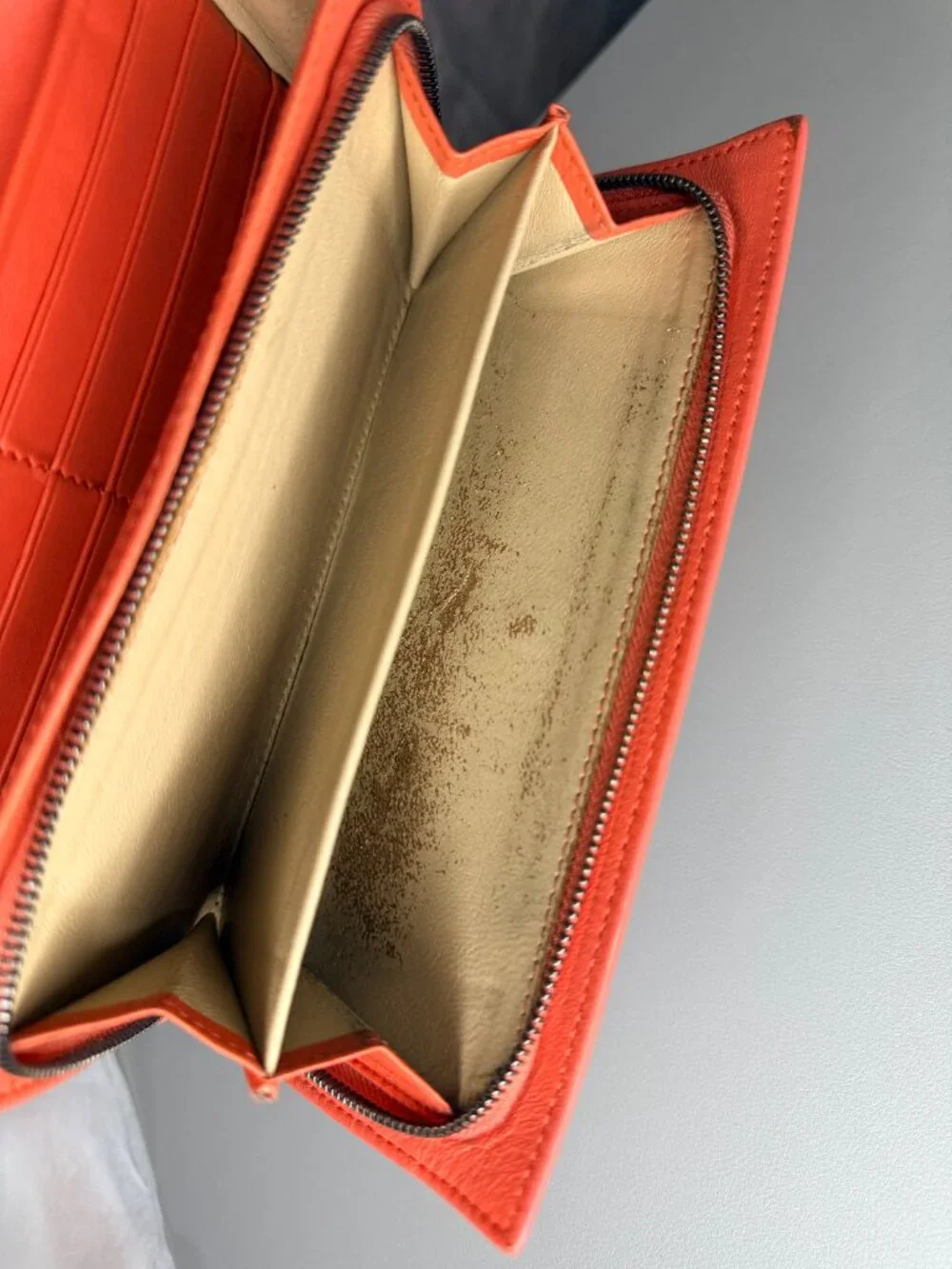 PROJECT Bottega Venetta Intrecciato Coral Leather Long Wallet